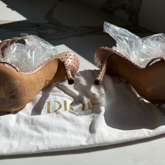 DIOR Ostrich Feather and leather with silver studs Evening sandals size 37.5 - Picture 3 of 7